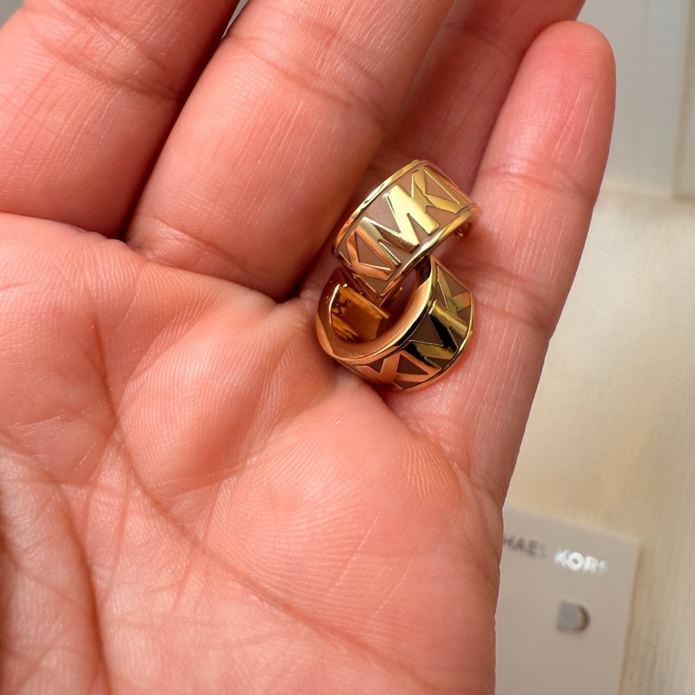 Gold Michael Kors Men's Hoop Earrings - Picture 16 of 16